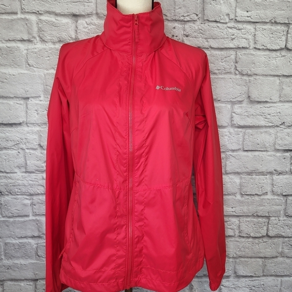 Columbia Jacket Switchback Red Lightweight Windbreaker HoodWater Repellent Sz M - Picture 3 of 12